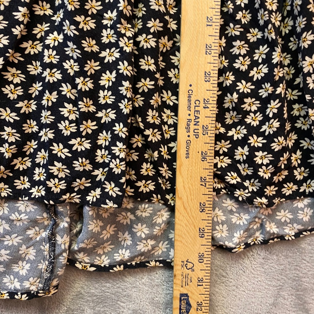 American Eagle Black Daisy Floral Tiered Fit & Flare Dress Small S Short Sleeve - Picture 2 of 6